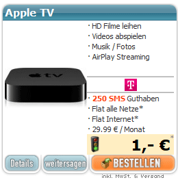 Apple TV nur 1€ mit real Allnet Flat