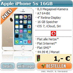Apple iPhone 5s 16GB inklusive Flat -jetzt nur 1€-