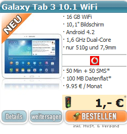 Samsung Galaxy Tab 3 10.1 Wifi nur 19,95 mtl