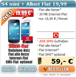 Samsung S4 mini inclusive Allnet flat für 19,99€